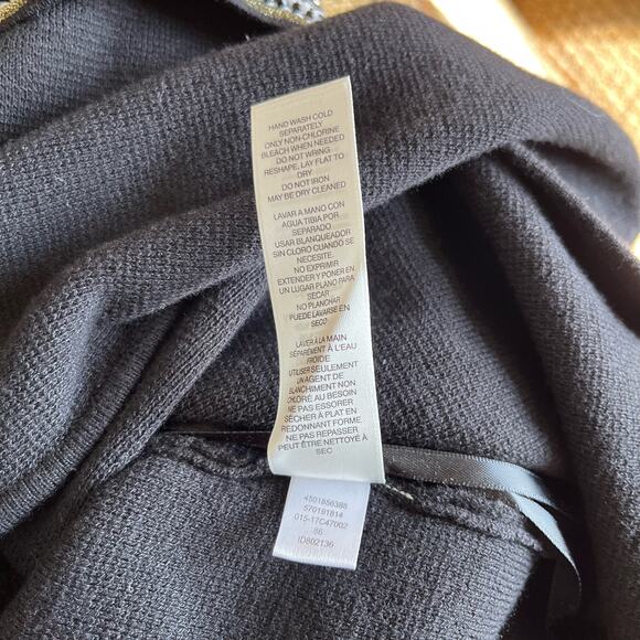 Chico's Cardigan Sweater Heidi Size L/XL Black Heidi Embellished Beaded Military - Picture 16 of 16